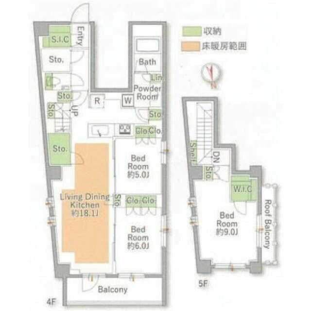 広尾駅 徒歩8分 4-5階の物件間取画像