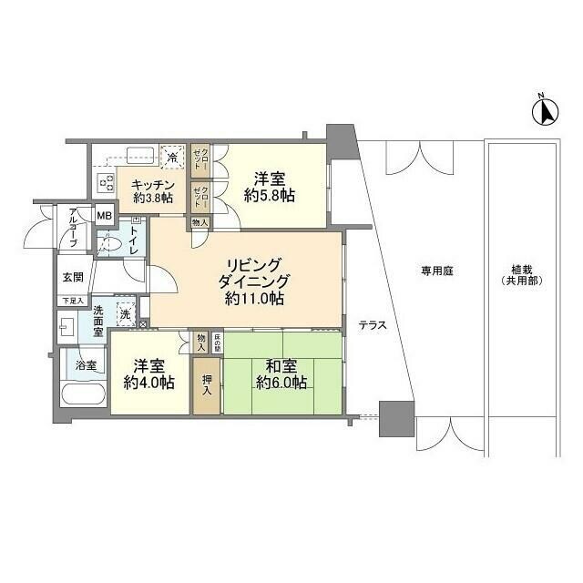 大島駅 徒歩9分 1階の物件間取画像