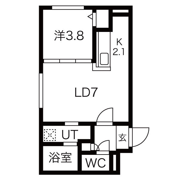 Deux Noir(ドゥ・ノワール)　仮)新琴似5-1MS　の物件間取画像