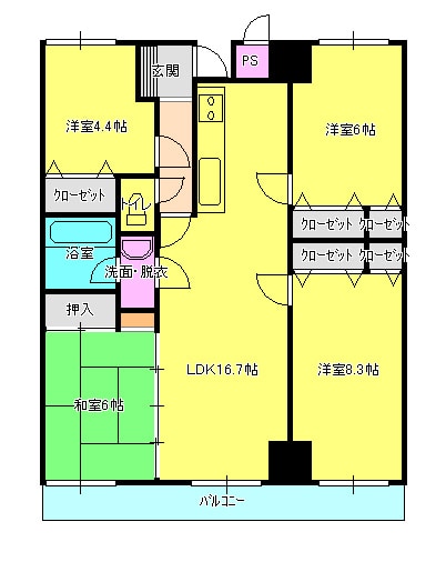 アパガーデンコート東新潟の物件間取画像