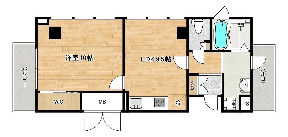 四ツ橋駅 徒歩1分 16階の物件間取画像