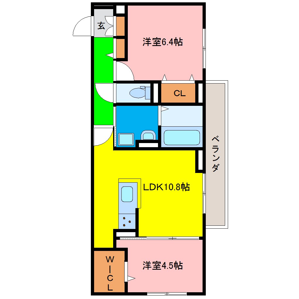 蔵本駅 徒歩7分 1階の物件間取画像