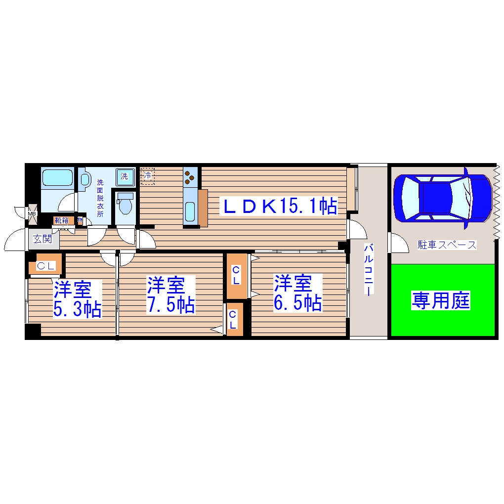 八乙女駅 徒歩30分 1階の物件間取画像