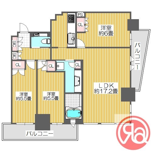 リバーガーデンタワー上町台筆ヶ崎町の物件間取画像