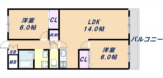 おりおのサニーハイツの物件間取画像