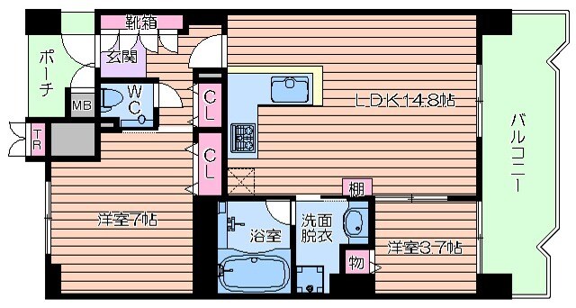 ロイヤルパークス桃坂の物件間取画像