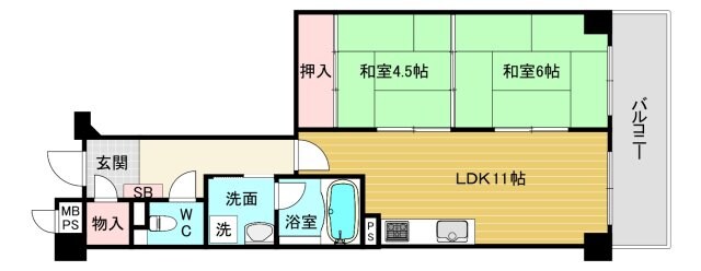 ライオンズマンション西宮高座D棟の物件間取画像