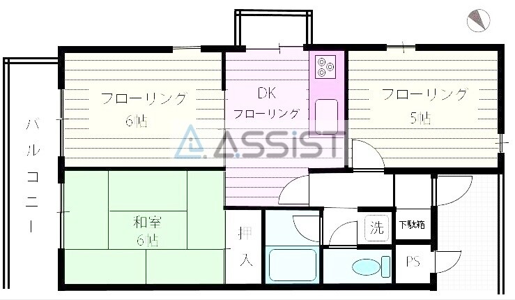 桜上水駅 徒歩5分 2階の物件間取画像