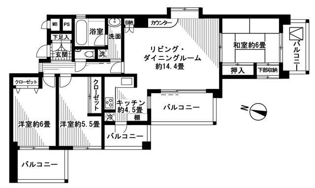 千歳船橋駅 徒歩13分 3階の物件間取画像