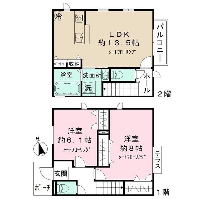 仙川駅 徒歩5分 1-2階の物件間取画像