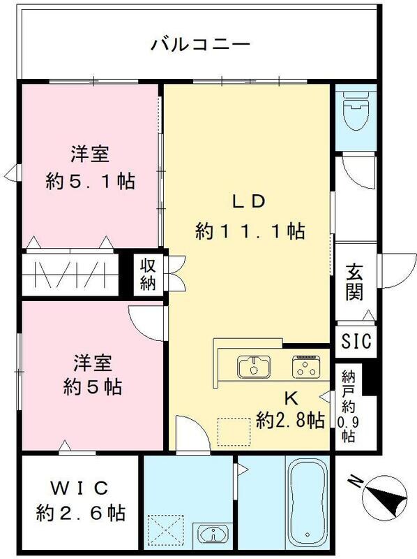 祐天寺駅 徒歩10分 2階の物件間取画像