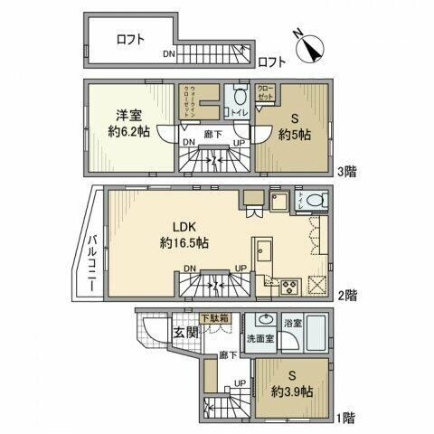 西馬込駅 徒歩17分 1-3階の物件間取画像