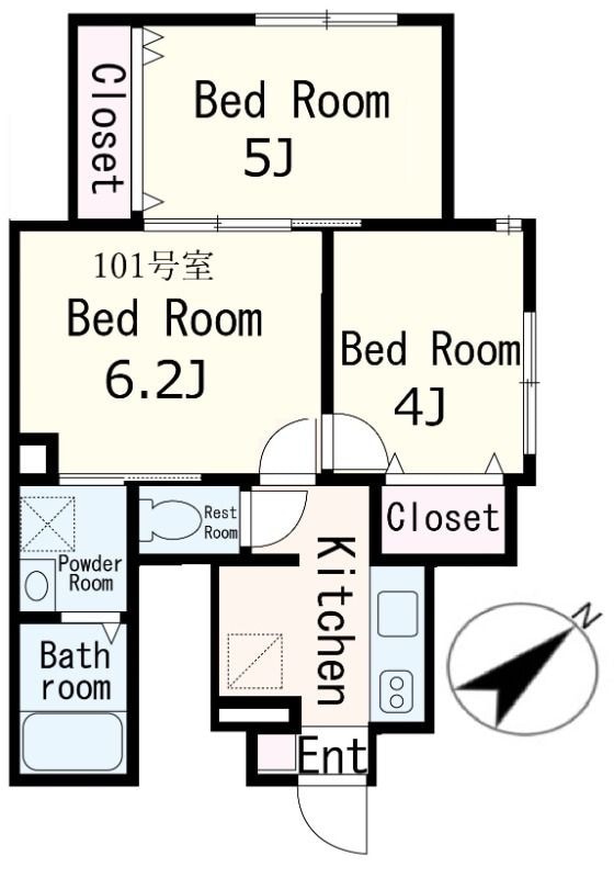 下丸子駅 徒歩5分 1階の物件間取画像