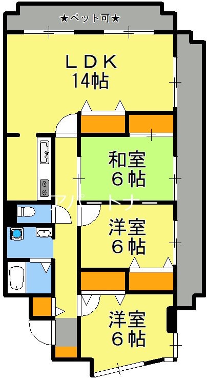 与次郎ヶ浜 徒歩3分 6階の物件間取画像