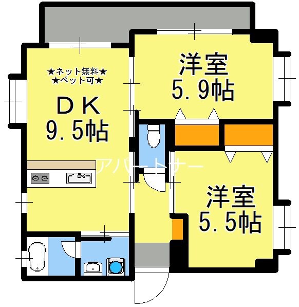 武之橋駅 徒歩3分 9階の物件間取画像