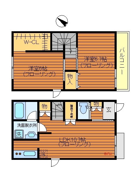 吉祥寺駅 バス12分  吉12　三鷹台団地下車：停歩3分 2階の物件間取画像