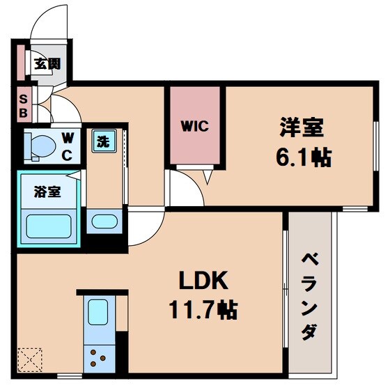 Ⅾ-room今川　A棟の物件間取画像