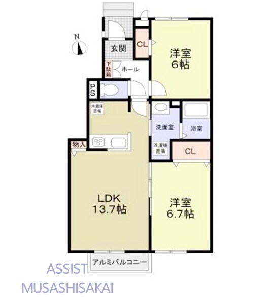 三鷹駅 徒歩23分 1階の物件間取画像