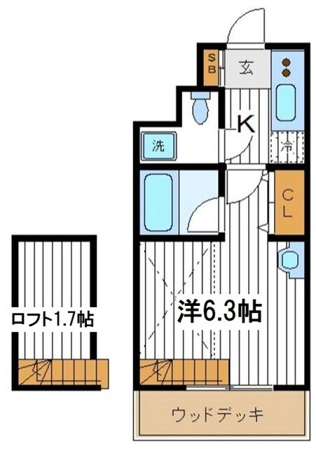 洗足駅 徒歩3分 1階の物件間取画像