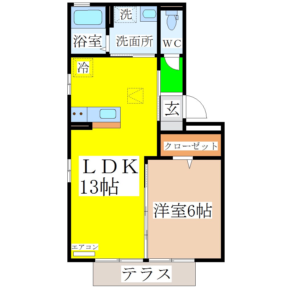 羽犬塚駅 徒歩16分 1階の物件間取画像