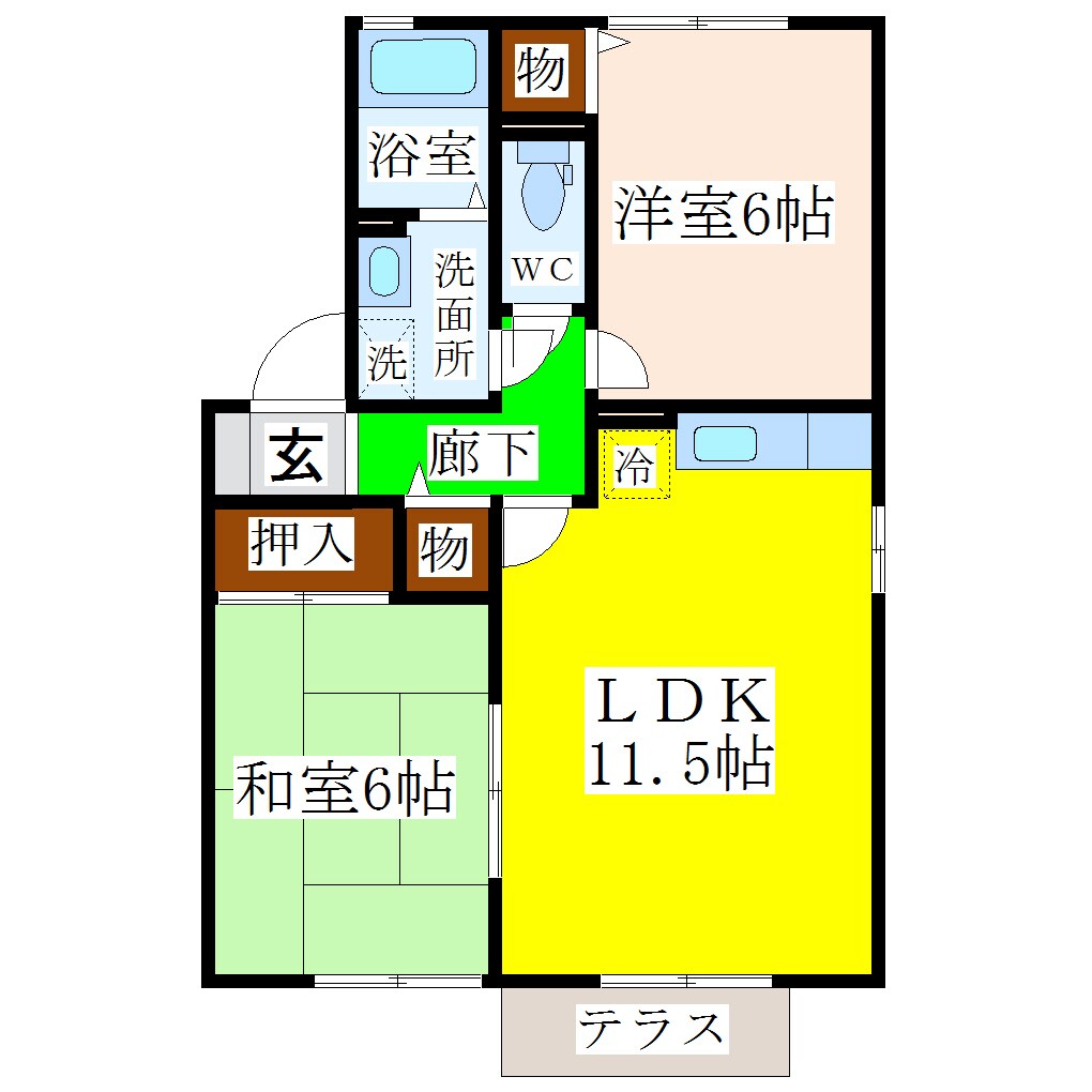 羽犬塚駅 徒歩82分 1階の物件間取画像