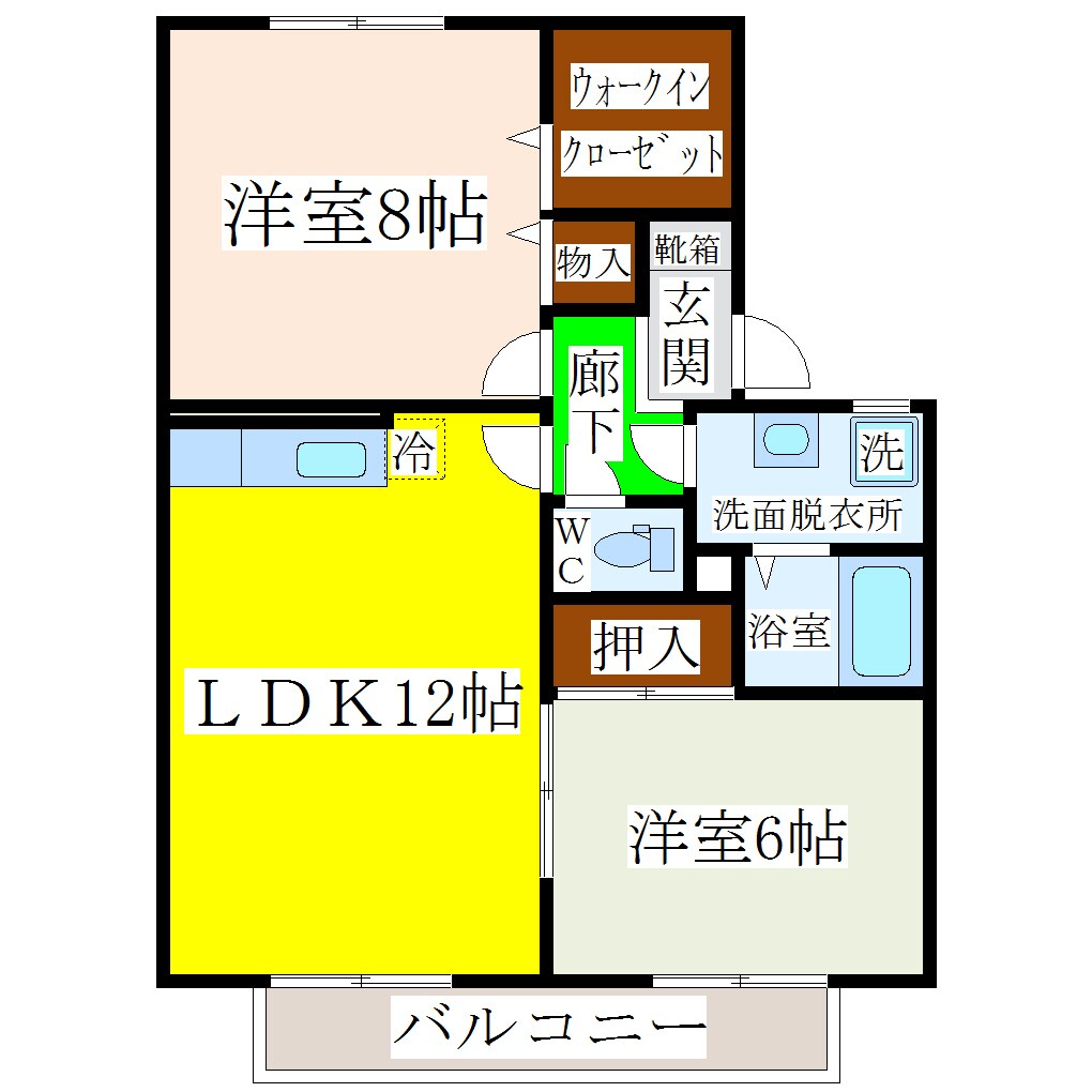 羽犬塚駅 徒歩16分 2階の物件間取画像