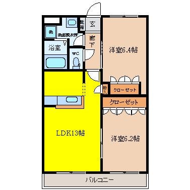 羽犬塚駅 徒歩26分 2階の物件間取画像