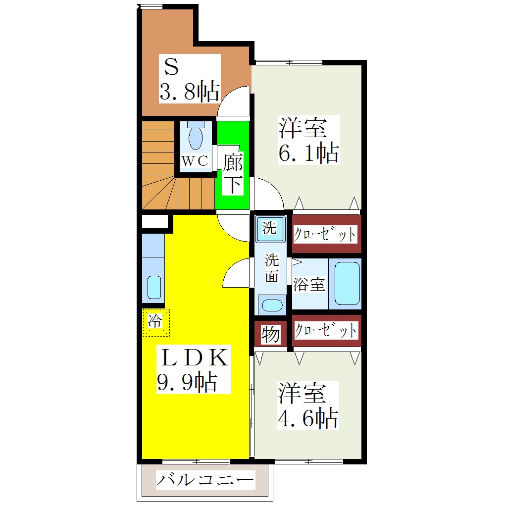 城島新町 徒歩10分 2階の物件間取画像