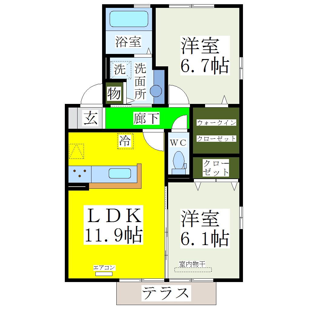 渡瀬駅 徒歩3分 1階の物件間取画像