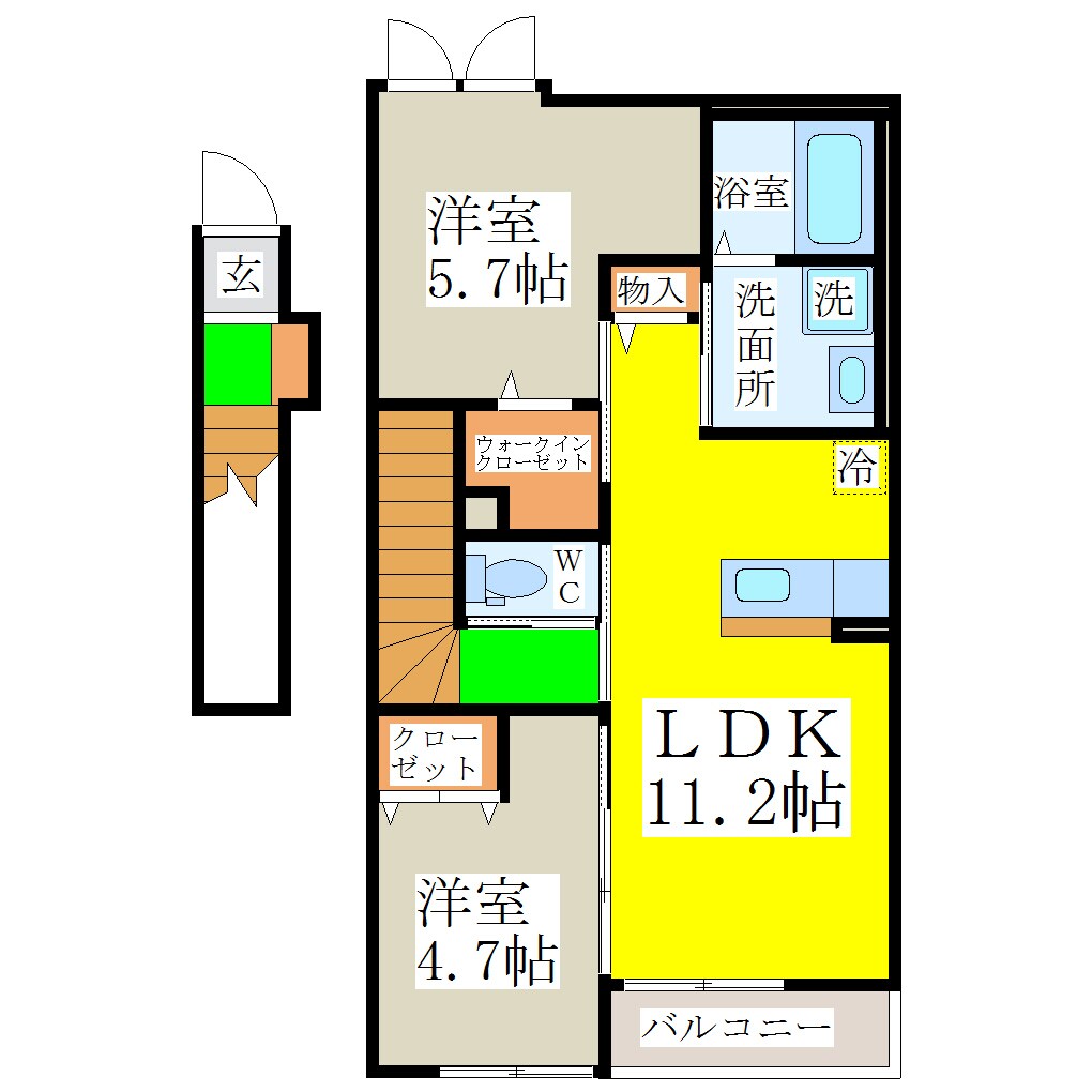 西牟田駅 徒歩15分 2階の物件間取画像