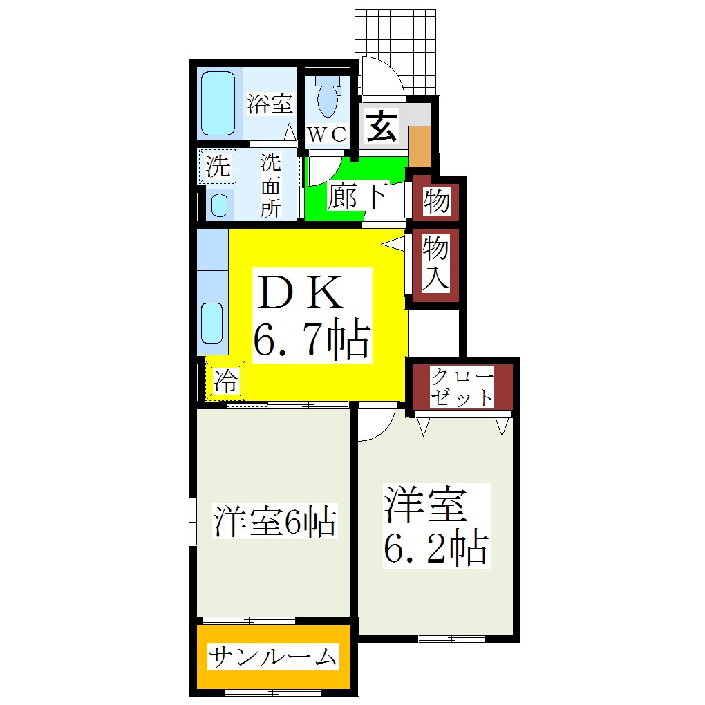 羽犬塚駅 徒歩14分 1階の物件間取画像