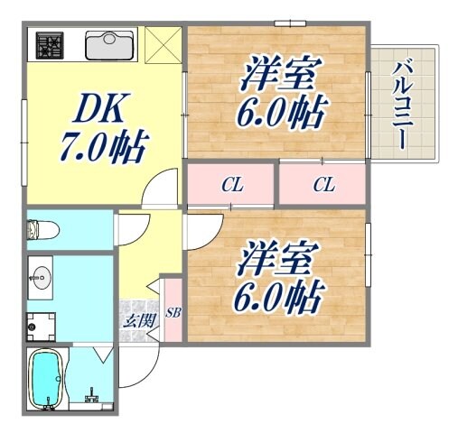 ヴィラ若木2の物件間取画像