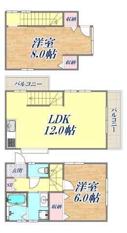 芦屋市西山町貸家の物件間取画像