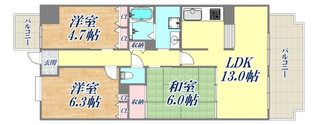 芦屋セゾン業平の物件間取画像