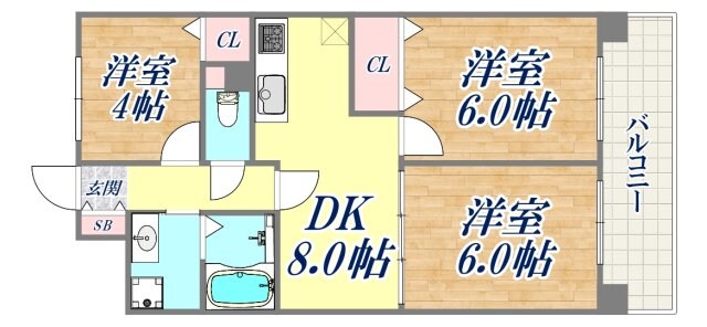 ライオンズマンション長田ヒルズ3号棟の物件間取画像