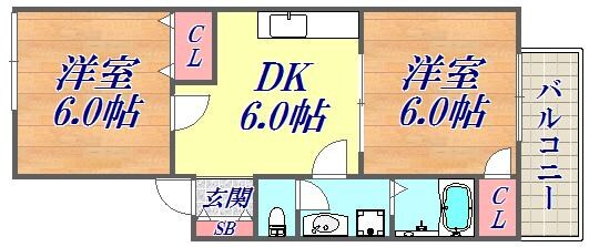 大倉山ハイツB棟の物件間取画像