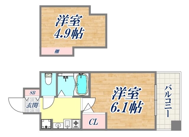 エステムコート三宮駅前ラ・ドゥーの物件間取画像