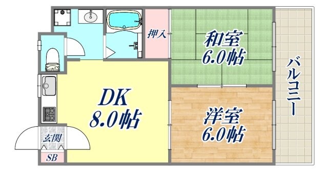 朝日プラザ西上橘通の物件間取画像