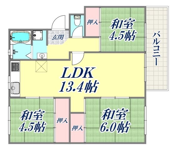 高倉台1団地3号棟の物件間取画像