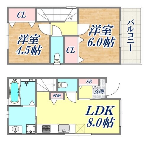 大土平2丁目戸建の物件間取画像