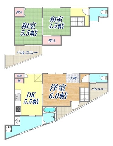 楠谷町貸家の物件間取画像