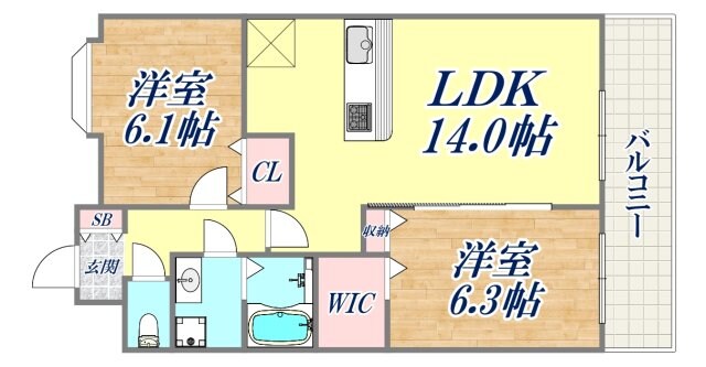 ディアコート新長田の物件間取画像