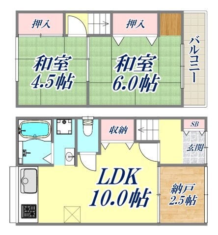 大谷町3丁目貸家の物件間取画像