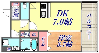 プレサンスジェネ新神戸ステーションフロントの物件間取画像