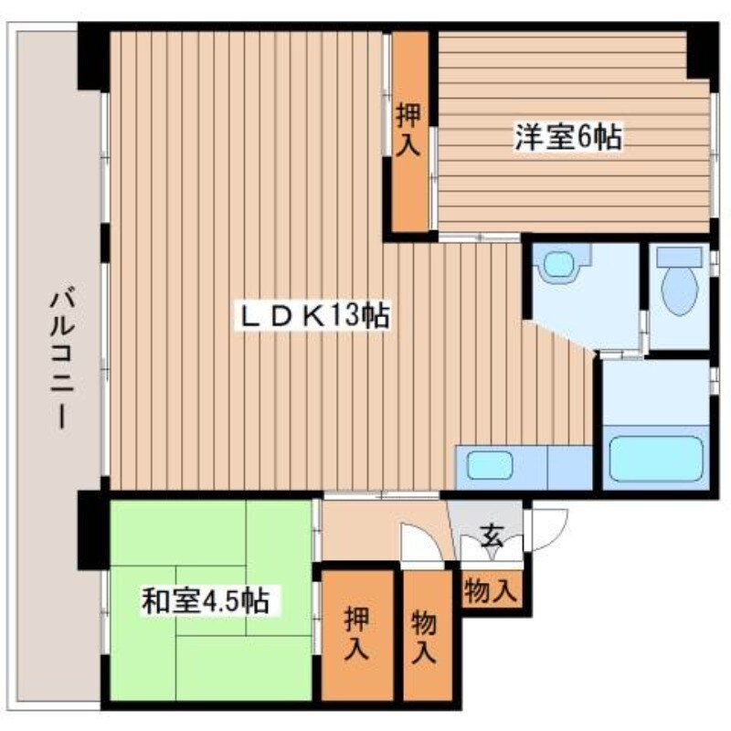 ビレッジハウス上野幌３号棟の物件間取画像