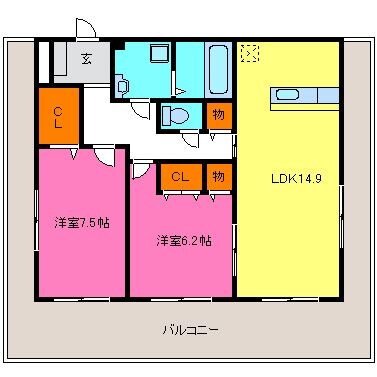 羽犬塚駅 徒歩62分 4階の物件間取画像