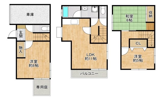 下田中テラスハウスの物件間取画像