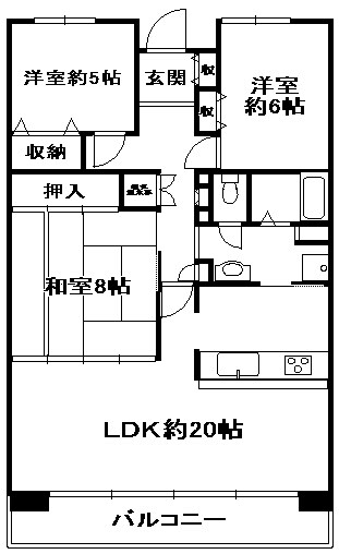 ダイヤカルムB棟の物件間取画像