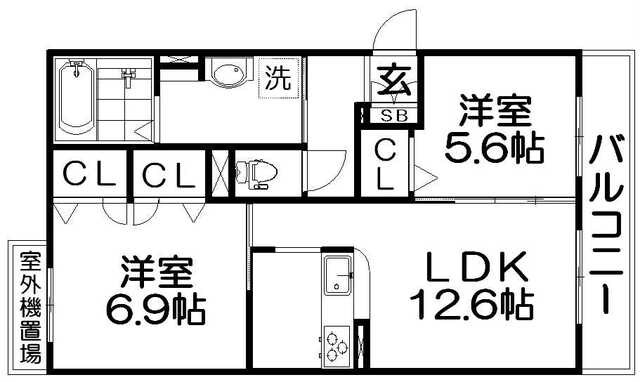 リッシュベレオ東香里の物件間取画像