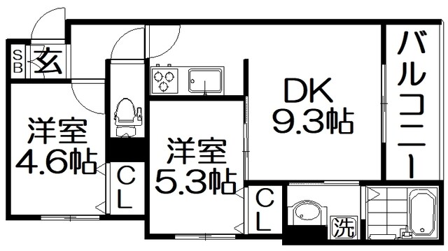 クリエオーレ田井町の物件間取画像